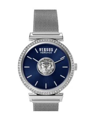 Versus Versace Silver Mesh Watch with Blue Dial